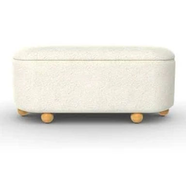 New - Havenstone Pill Shaped Storage Bench Cream Boucle - Threshold Designed with Studio McGee