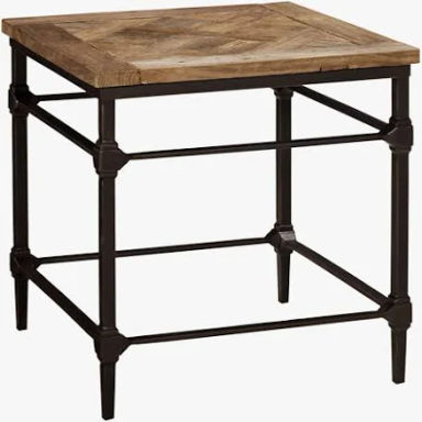 Parquet Reclaimed Wood & Metal End Table | Pottery Barn