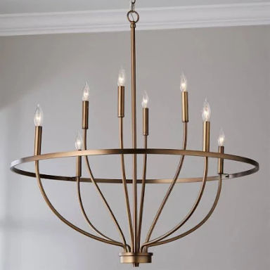 Graceful Curve Chandelier - Small, 36.5"H x 34"W x 34"D, Aged Brass, Metal, Chandeliers, Transitional, Shades of Light