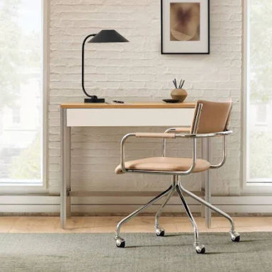 Vale 36" Mini Desk, Blonde / Putty, West Elm