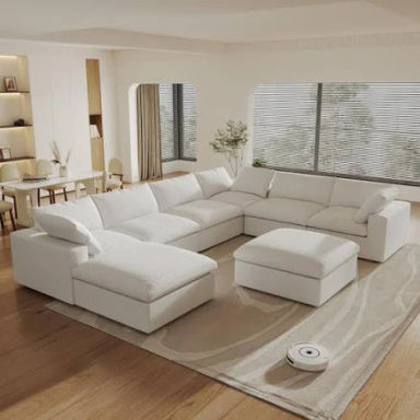 Cloud Modular Sectional Sofa Couch,Oversized Couch 8 Seater Sofa,160.6" U Shaped Convertible Couches with Storage Ottoman for Living Room, Deep Sofa