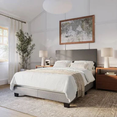 Nova Modern Full/Double Bed, Box Spring Required - Grey