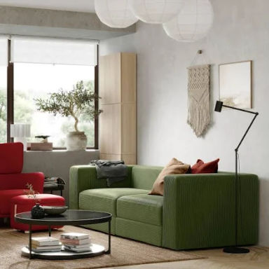 IKEA Jättebo Sectional, 3-Seat, Samsala Dark Yellow-Green, Depth: 37 3/8