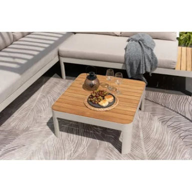 Brix Teak Patio Coffee Table AllModern Table Base Color: Light Gray