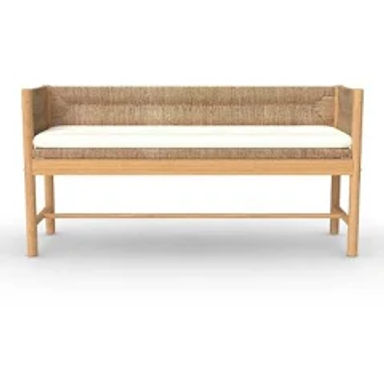 Elden Wood Bench with Woven Back and Loose Cushion Seat - Threshold Designed with Studio McGee
