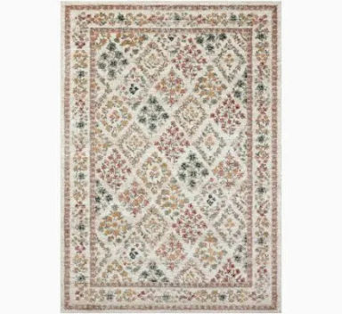 Rifle Paper Co. x Loloi 3'11" x 5'7" Cream Small Laurel Parquet (LAU-04) Area Rug, Polyester