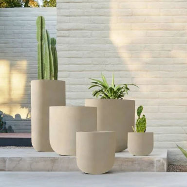 Radius Ficonstone Indoor/Outdoor Planter, Small, 12"D x 11"H, White/Alabaster, West Elm
