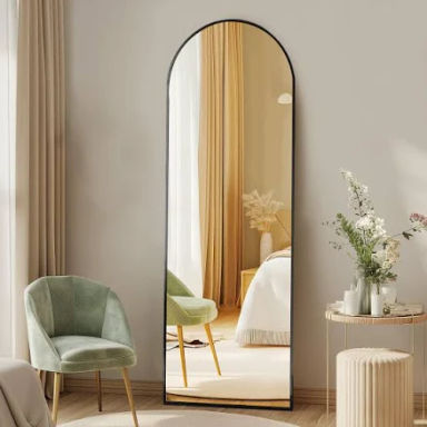 DUMOS Arched Full Length Mirror with Stand 64"x21" Floor Standing Aluminum Frame for Bedroom Body Hanging Leaning Modern Simple Home Decor