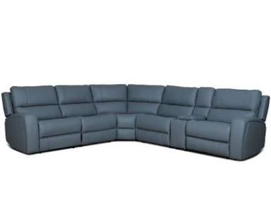City Furniture - Modern Summit Blue Lthr/vinyl Medium Dual Power 2-arm Reclining Sectional