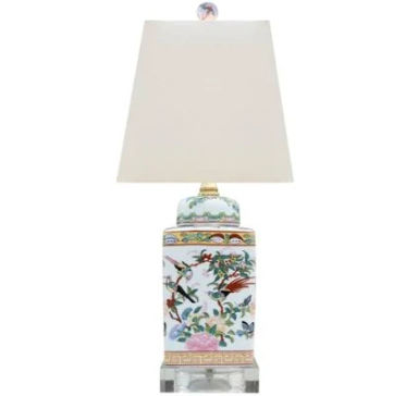 Rose Canton Square Jar Table Lamp