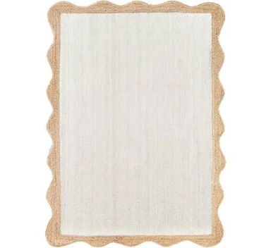 Scalloped Rug Wavy Edge Scallop Rug Wavy Border Scalloped Rug Jute Area Rug 4 x 8 ft Runner (48 x 96 inches) | Jaipur Handloom