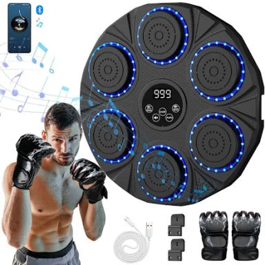 2025 New Music Boxing Machine for Adults Kids,Smart Bluetooth Boxing Machine Wall Mounted Music with Boxing Gloves,Music Punching Machine with LED