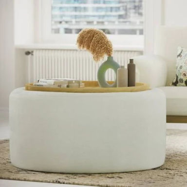 Beautiful Drew Stowaway Coffee Table with Storage by Drew Barrymore, Cream