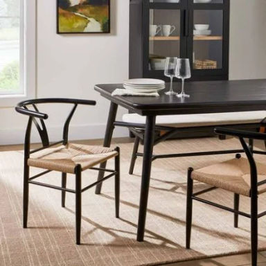 Better Homes & Gardens Springwood Wishbone Chair, Metal Base with Black Finish, 2 Pack