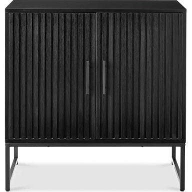 Best Choice Products 2-Door Slatted Storage Cabinet, Accent Furniture w/ Non-Scratch Foot Pads - Black