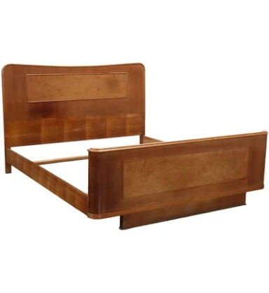 Vintage Bed in Walnut Veneer, 1940s