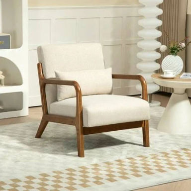 Mainstays Wood Arm Accent Chair, Beige