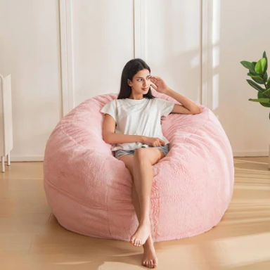 MAXYOYO Bean Bag Chair for Adults, 3ft Ultra Soft Fur Lazy Sofa for Living Room Bedroom, Shaggy-pink