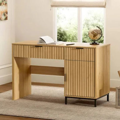 47" Fluted Executive Desk Ebern Designs Color: Natural Oak