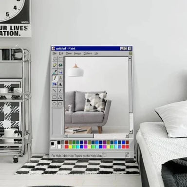 Retro Windows Paint Inspired Mirror - Funny Nostalgic Wall Decor, Geeky Aesthetic Bedroom or Desk Accent