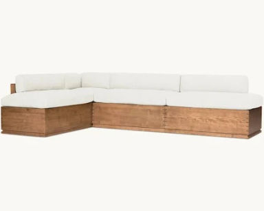 Monti Storage Banquette, Light Weight Linen Water Lily / Poly Fill