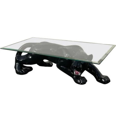 Vintage Ceramic Panther Coffee Table