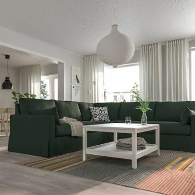 IKEA HYLTARP Sectional, 4-Seat Corner, Tallmyra Dark Green, Armrest Height: 24 3/4