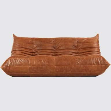 High End Togo Ducaroy Sofa Replica Leather - Antique Brown
