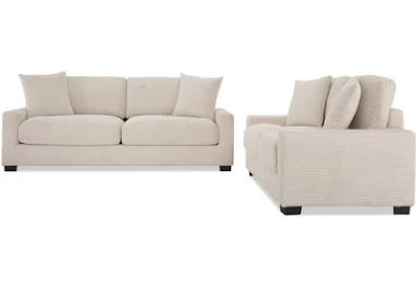 Aspen Beige 86'' Sofa & 61'' Loveseat | Memory Foam | Transitional Sofa & Loveseat Sets Polyester by Bob's Discount Furniture