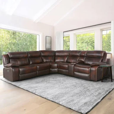 220926 Hawthorne 6-Piece Top-Grain Leather Power Reclining Sectional