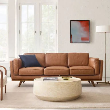 Zander 90" Sofa, Charme Leather, Oxblood, Almond, West Elm