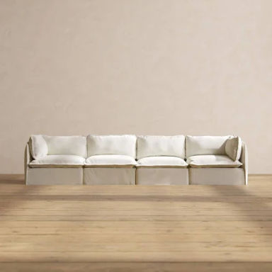 Anabei | Modular Washable 4-Seater in Eggshell | Deluxe+ Seat | Cloud Pillow | Pet Friendly Sofa