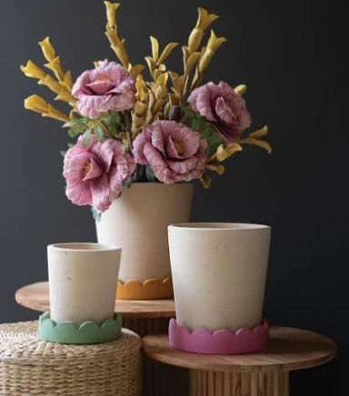 Birch Lane Set of Three Scalloped Terracotta Planters
