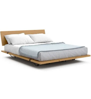 Platform Bed Frame with Headboard | Twin, Full, Queen & King Full/Queen + Fixed Headboard / American Oak / Black