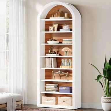 78.7" Tall Arched Bookcase Lark Manor Color: White