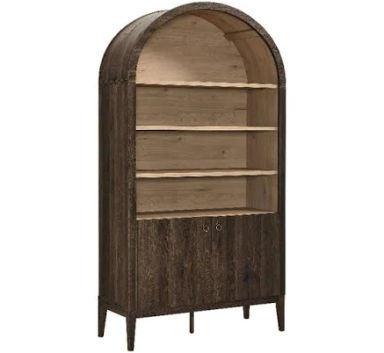 Nolan 74" Tall Arched Storage Display Cabinet Bookshelf - Dark Walnut