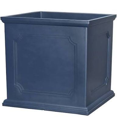 Allen + Roth Square 14.02-in W Large Blue Resin Contemporary/Modern Indoor/Outdoor Planter with Drainage Holes with Self Watering | PLGX715TNH