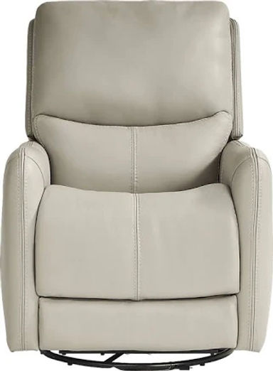 Hudson Place Dove Leather Triple Power Swivel Recliner