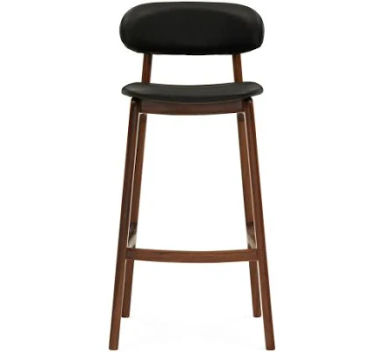 Austin Leather Bar Stool Cedro Black Mid-Century Modern