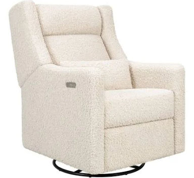 Babyletto Kiwi Plus Power Glider Recliner w/ Power Headrest Almond Teddy Loop
