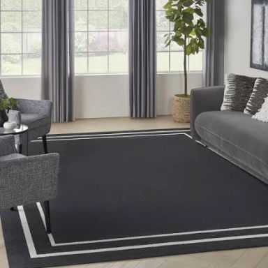 Nourison Essentials - NRE02 Black Ivory Area Rug 8 ft. x 10 ft. Rectangle