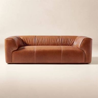 CB2 Rodez 88" Saddle Leather Apartment Sofa