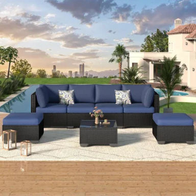 7-Piece Patio Rattan Wicker Sofa Set