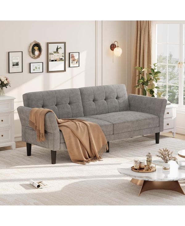gaomon 89" Futon Sofa Bed – Convertible Sleeper Sofa with Adjustable Backrest and Armrests – Modern Loveseat for Living Rooms, Bedr