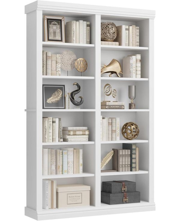 gaomon 74.5" Tall Double Wide Bookshelf 6-Tier Freestanding Bookcase with 12 Cubbies, Extra-Large Storage Shelf for Living Room, Home Office. - W