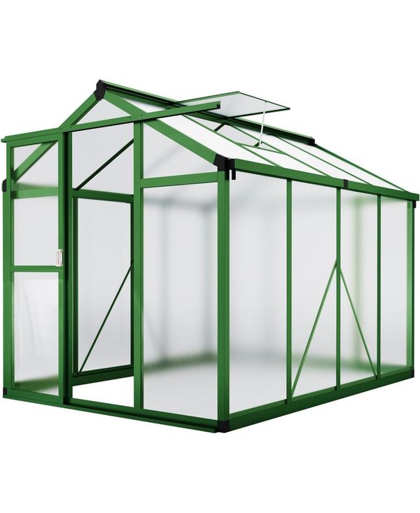 gaomon Walk-In house, Polycarbonate Panels, Adjustable Roof Vent & Sliding Door, Aluminum Frame, Garden & Patio - Green