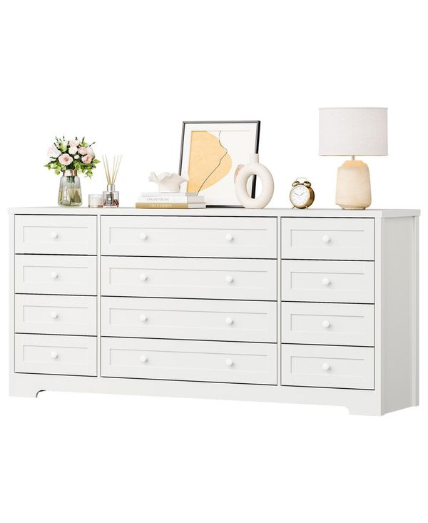 gaomon 12 Drawer Dresser, 63" Wide Wood Chest of Drawers Storage Cabinet.