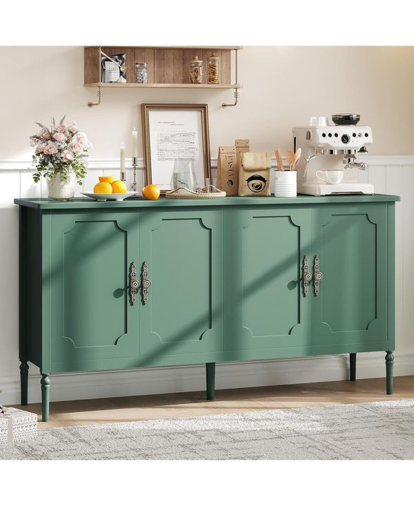 gaomon 59" Wide Wood with Storage for Kitchen, Dining Room, Living Room or Entryway Buffet Cabinet - Green