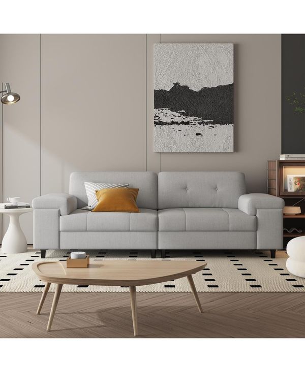 gaomon 3 Seater Couch for Living Room, 85" Modern Chenille Cloud Sofa with Adjustable Armrest & Removable Backrest, Comfy Deep Seat Couches - Grey