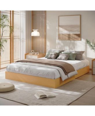 Gaomon Platform Bed Frame With Wooden Slats Floor Standing Design No Box Spring Needed
